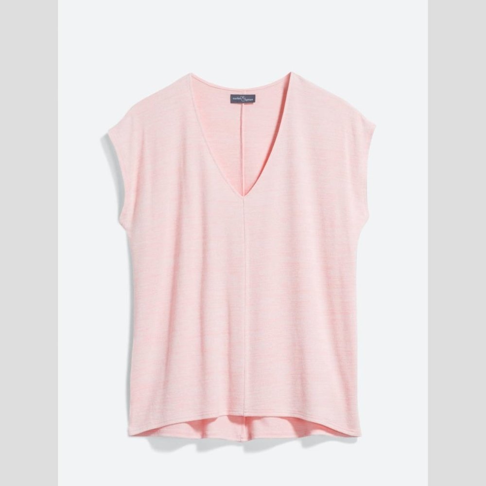 Light Pink V-Neck Knit Top
